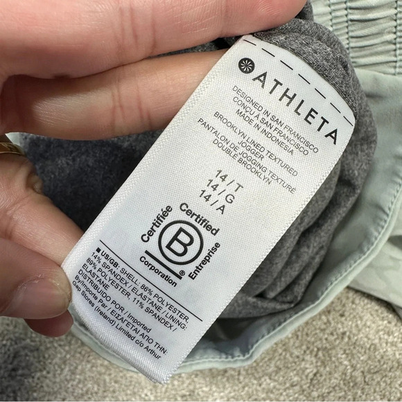 Athleta Brooklyn Lined Textured Jogger Pants Lined Serpentine Coast Grey Size 14 - Picture 11 of 16